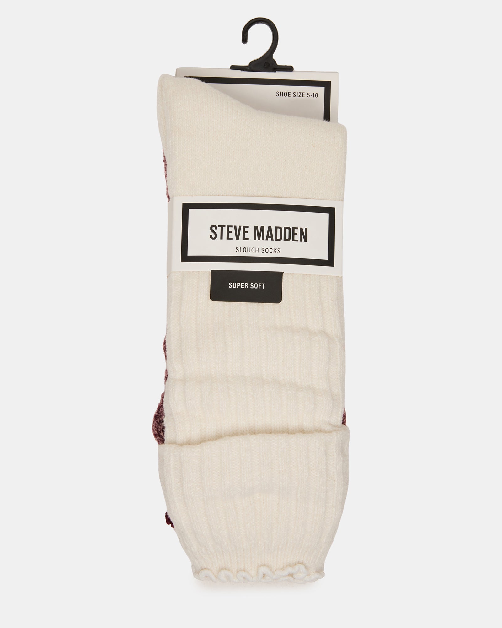 2 PACK SUPER SOFT LETTUCE EDGE SOCKS IVORY/BURGUNDY