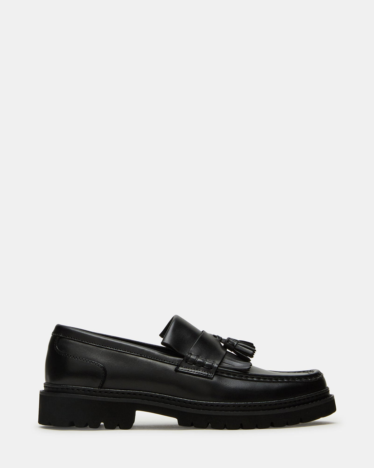 ARTHUS Black Leather Slip-On Tassel Men's Loafer | Steve Madden