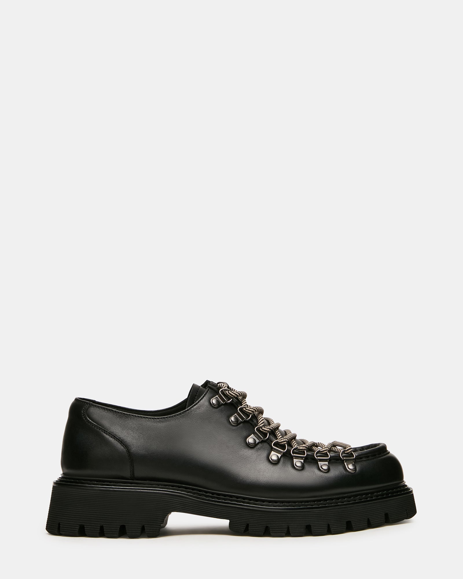 CALIX Black Leather Lace-Up Lug Men's Casual Shoe | Steve Madden