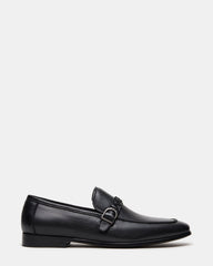 CHAPLIN Black Leather Woven-Strap Buckle Slip-On Men's Loafer | Steve Madden