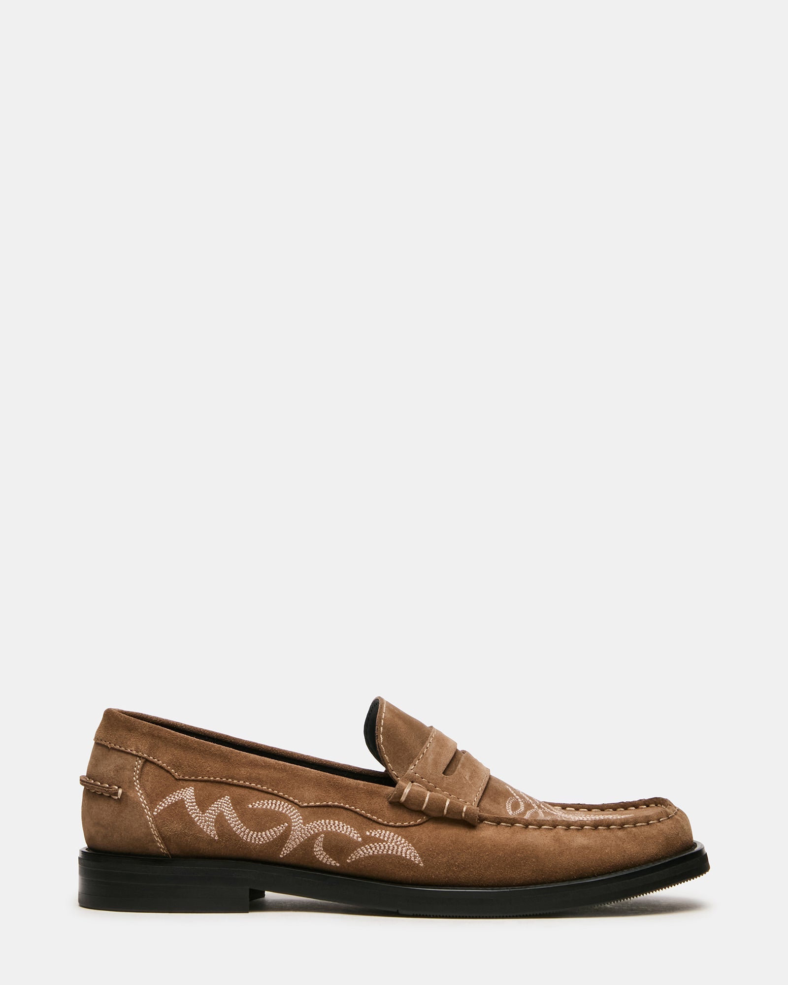 ENNIS Taupe Suede Western Stitched Scrunched Slip-On Men's Loafer | Steve Madden