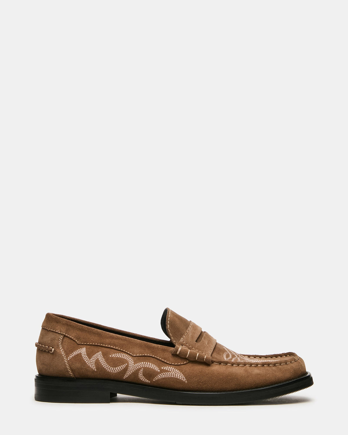 ENNIS Taupe Suede Western Stitched Scrunched Slip-On Men's Loafer | Steve Madden