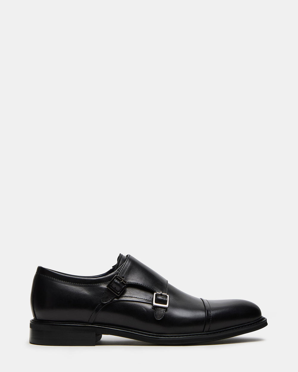 HARAN Black Leather Men's Buckle Strap Dress Shoe | Steve Madden