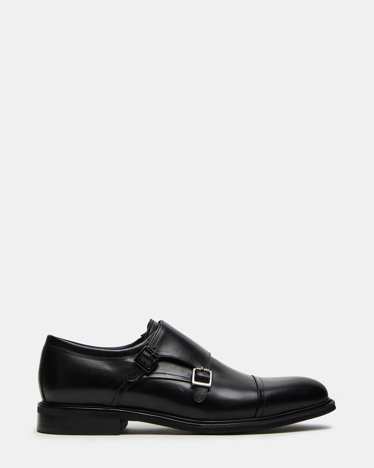 HARAN Black Leather Men's Buckle Strap Dress Shoe | Steve Madden