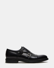 HARAN Black Leather Men's Buckle Strap Dress Shoe | Steve Madden