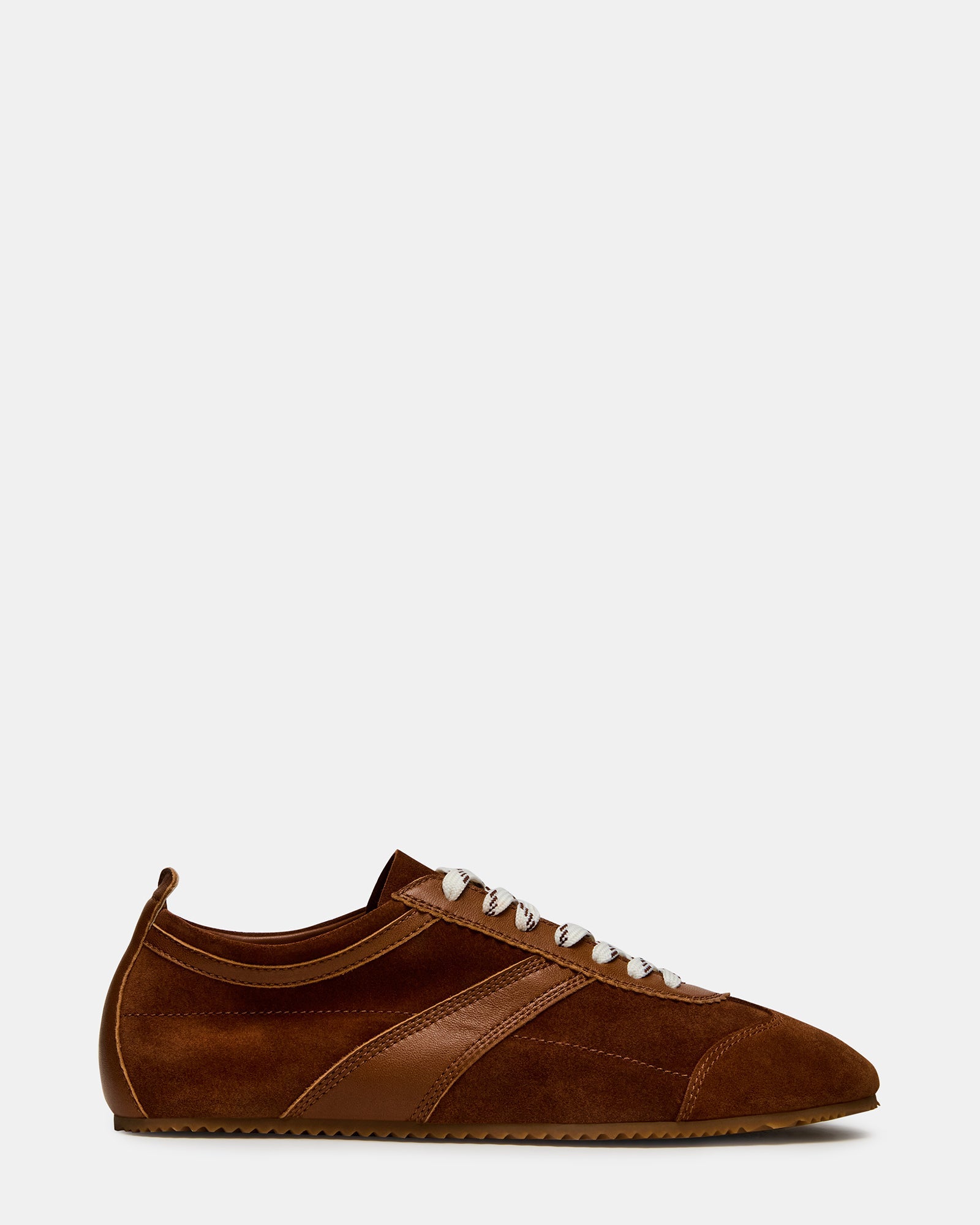 JUNA Cognac Suede Low-Top Lace-Up Stripe Men's Sneaker | Steve Madden