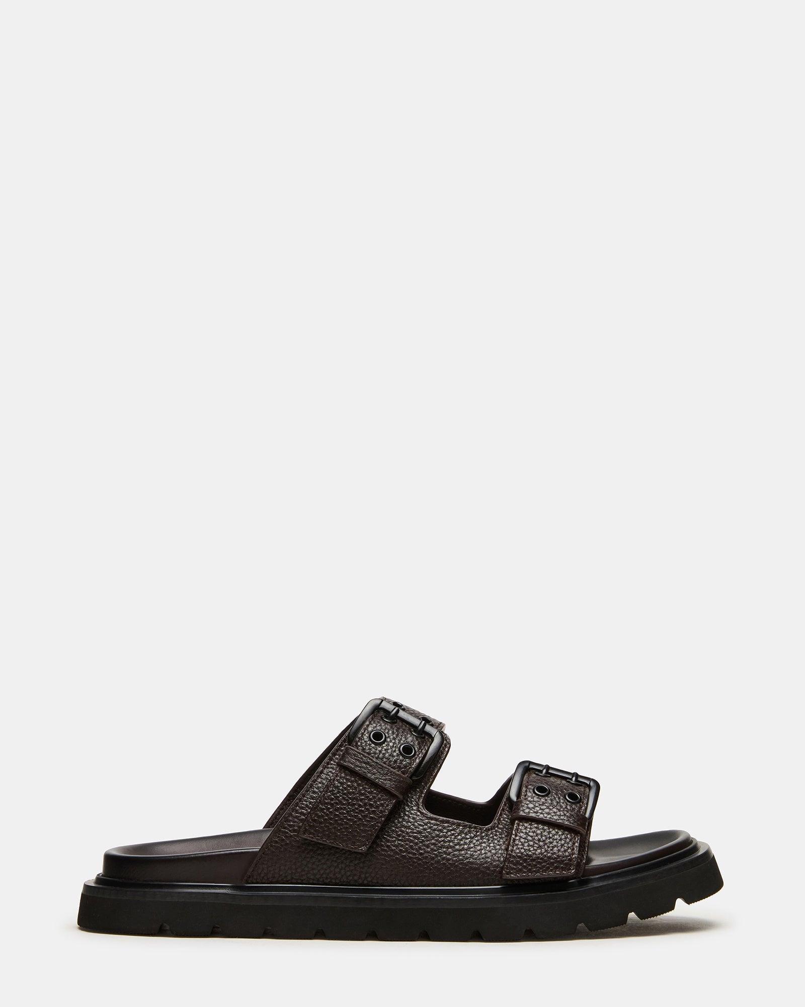 LUXOR Dark Brown Slide Footbed Men's Sandal | Steve Madden