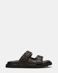 LUXOR Dark Brown Slide Footbed Men's Sandal | Steve Madden
