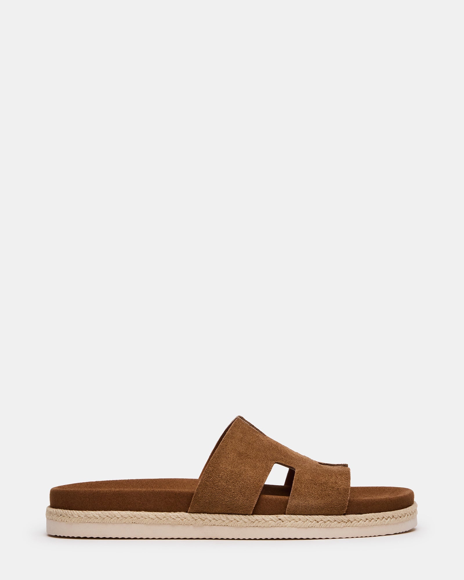 MERRICK Cognac Suede Footbed Slide Men's Sandal | Steve Madden