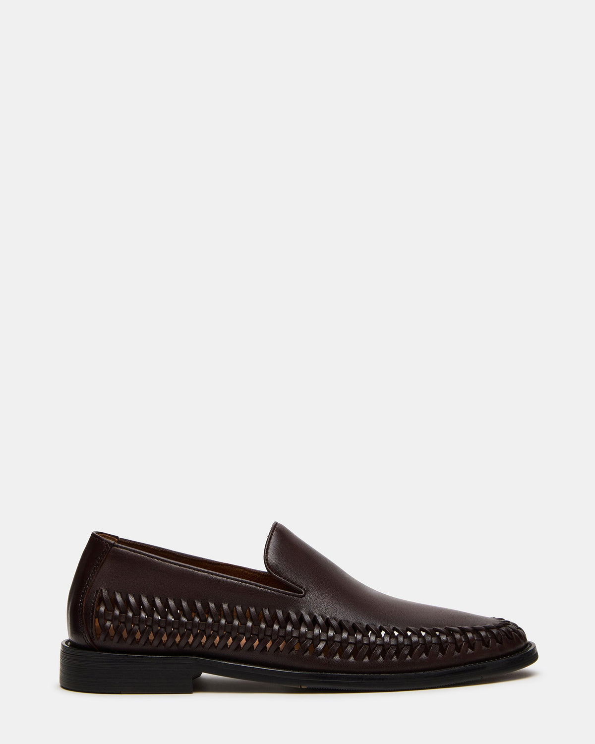 NAPOLI Brown Leather Slip-On Woven Men's Loafer | Steve Madden
