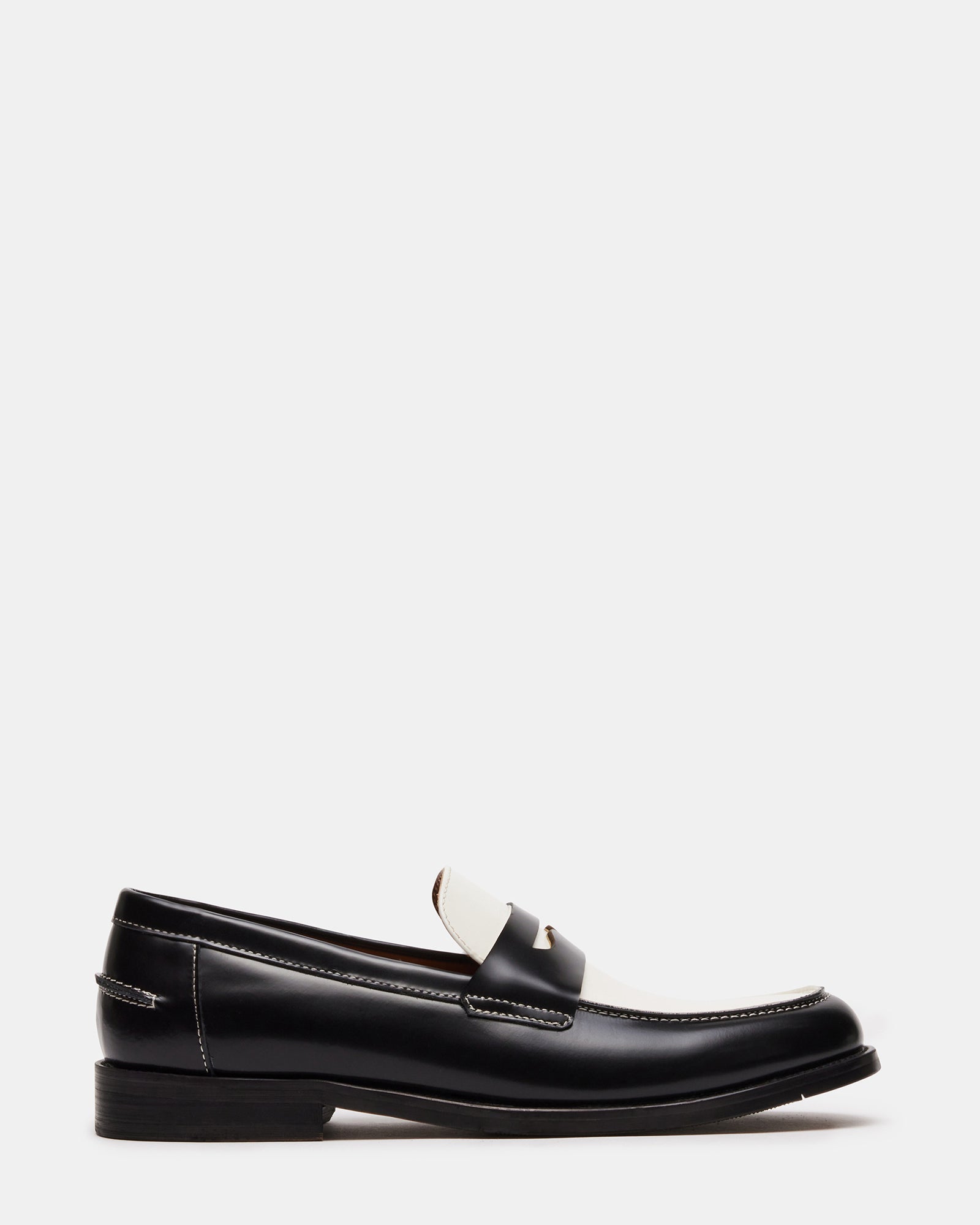 NATAN Black/ White Leather Men's Slip-On Dress Loafer | Steve Madden