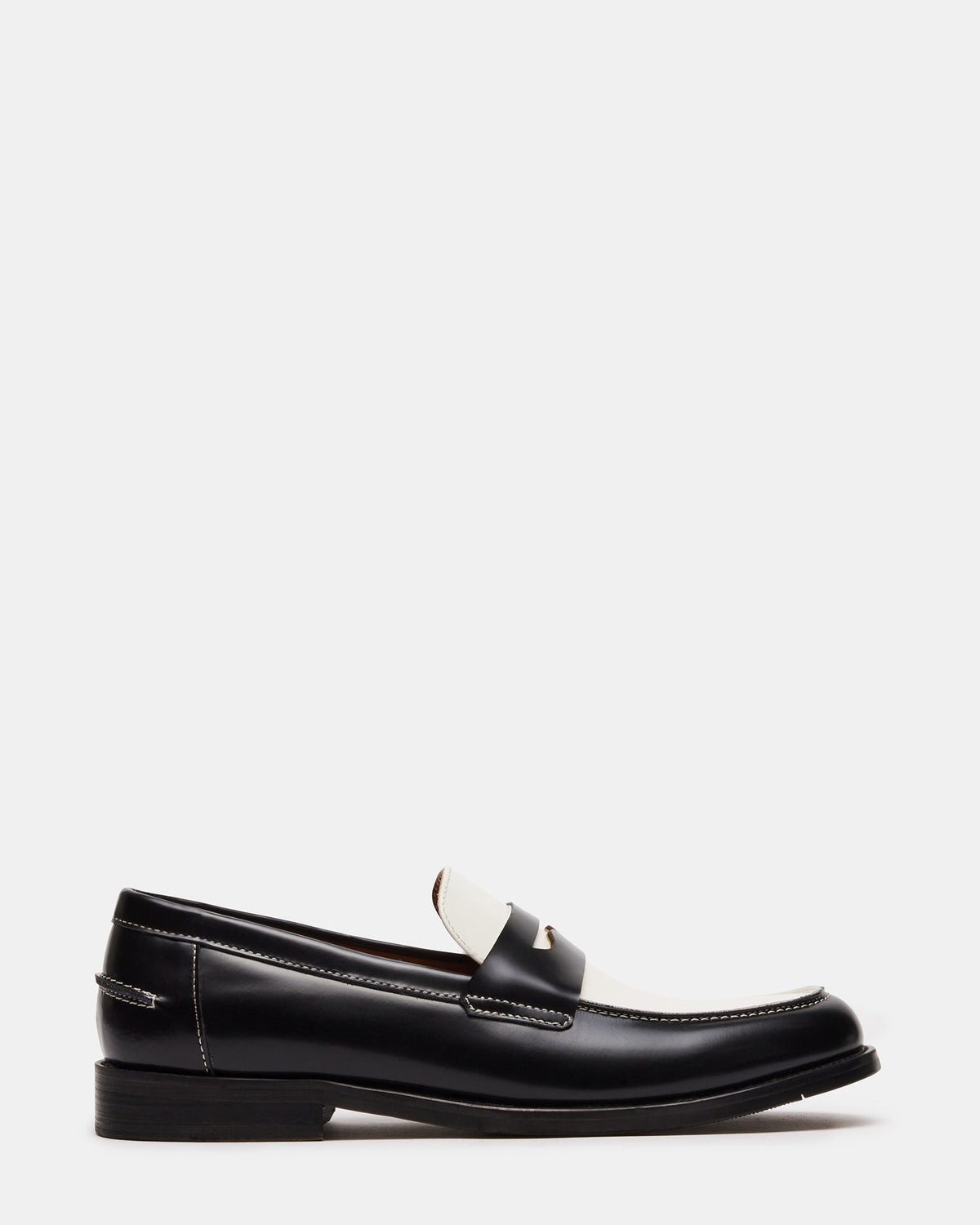 NATAN Black/ White Leather Men's Slip-On Dress Loafer | Steve Madden