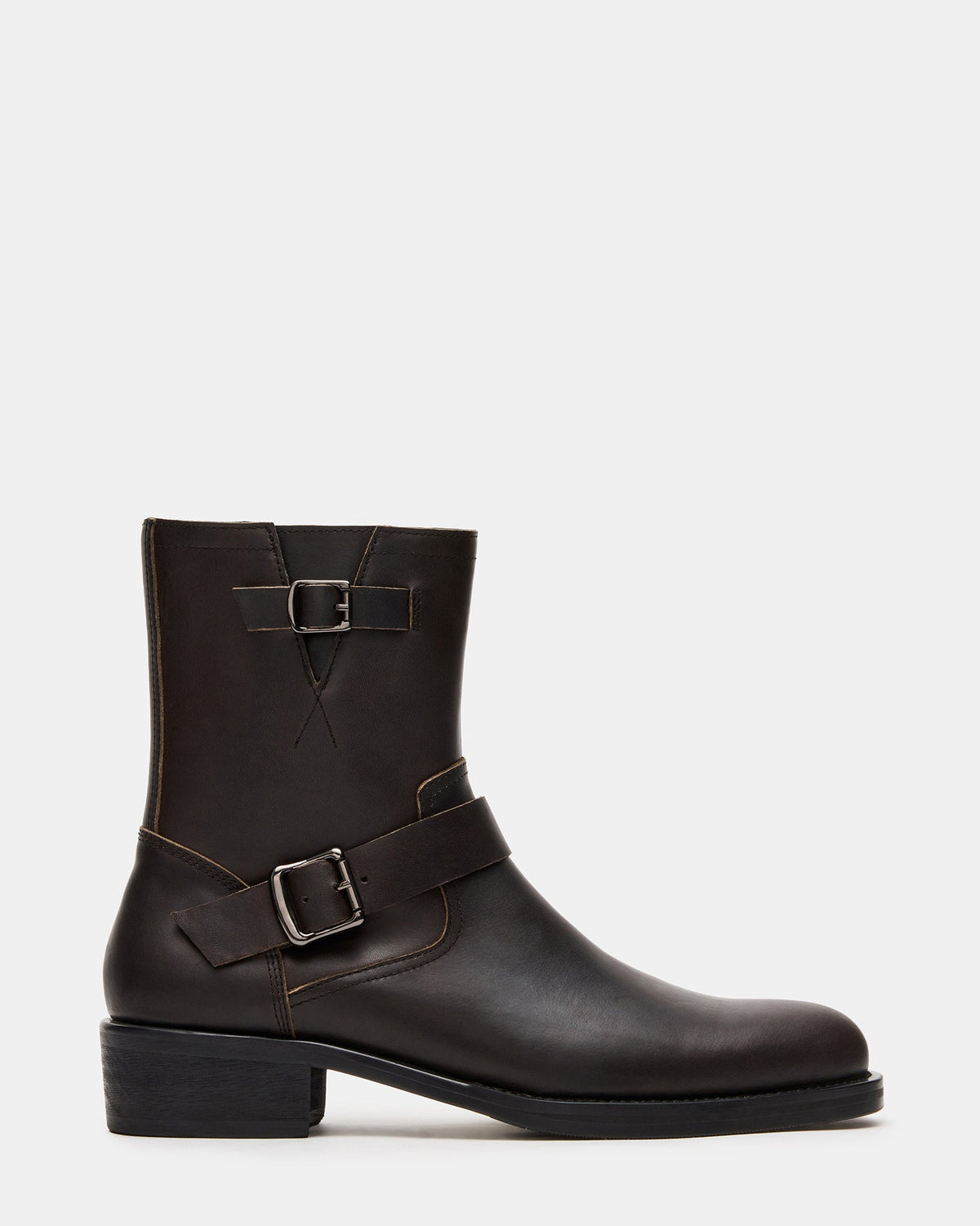 NEVILLE Black/Grey Buckle Men's Ankle Boot | Steve Madden
