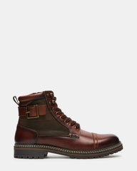 REID Cognac Lace-Up Lug Men's Ankle Boot | Steve Madden