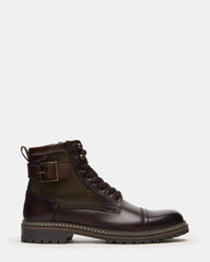 REID Dark Brown Lace-Up Lug Men's Ankle Boot | Steve Madden