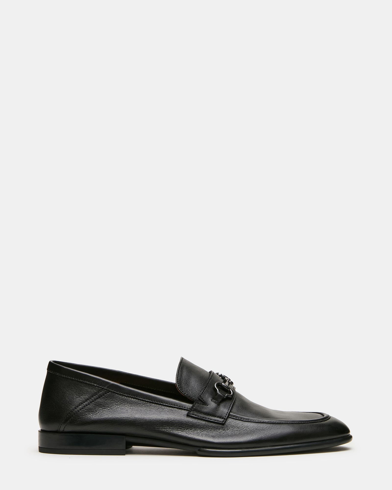 SCHMOOZE Black Leather Horsebit Slip-On Dress Men's Loafer | Steve Madden