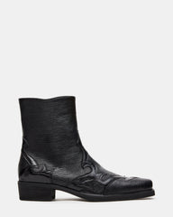 SERRANO Black Lizard Western Square-Toe Men's Ankle Boot | Steve Madden