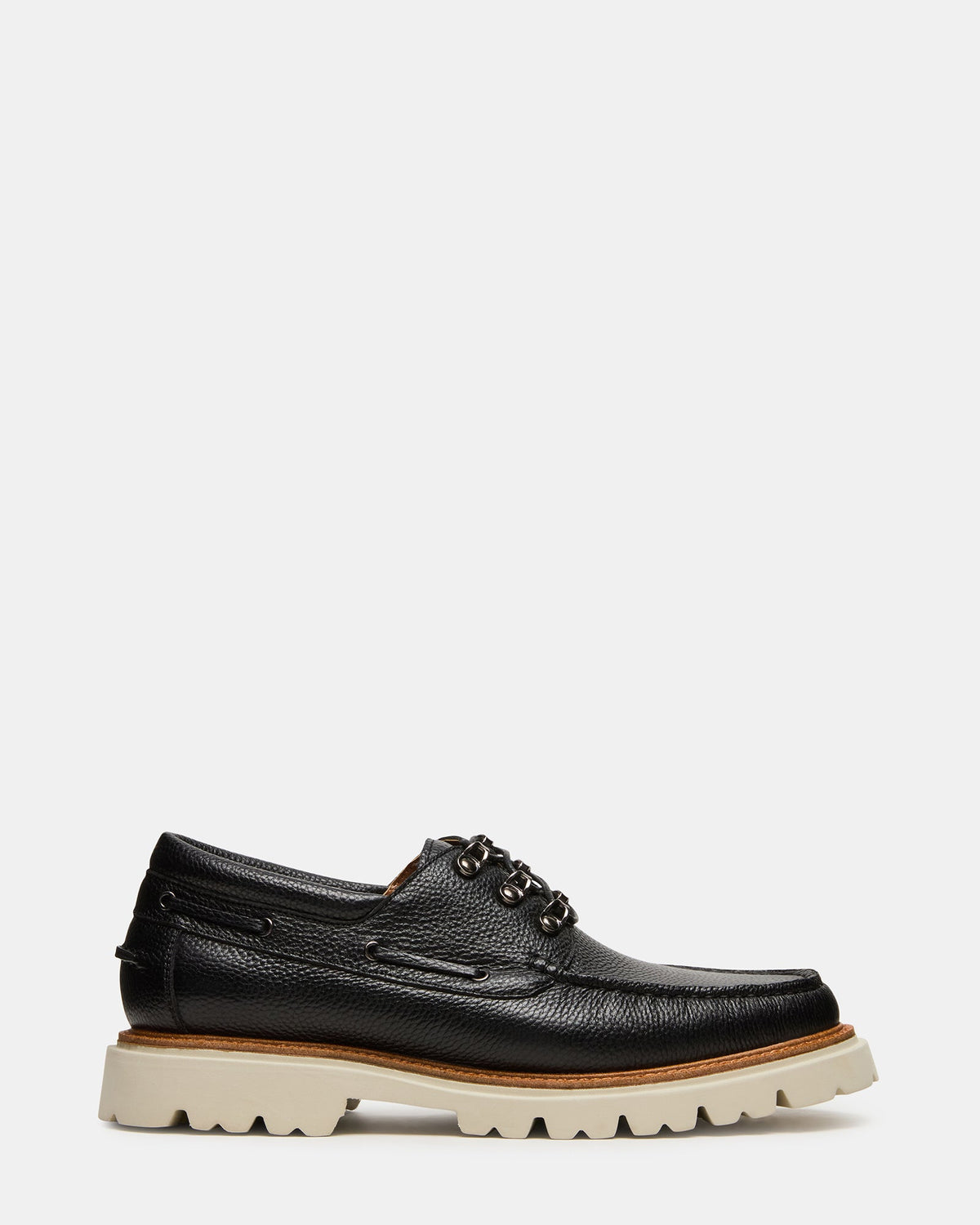 VICTOR Black Leather Slip-On Men's Casual Boat Shoe | Steve Madden