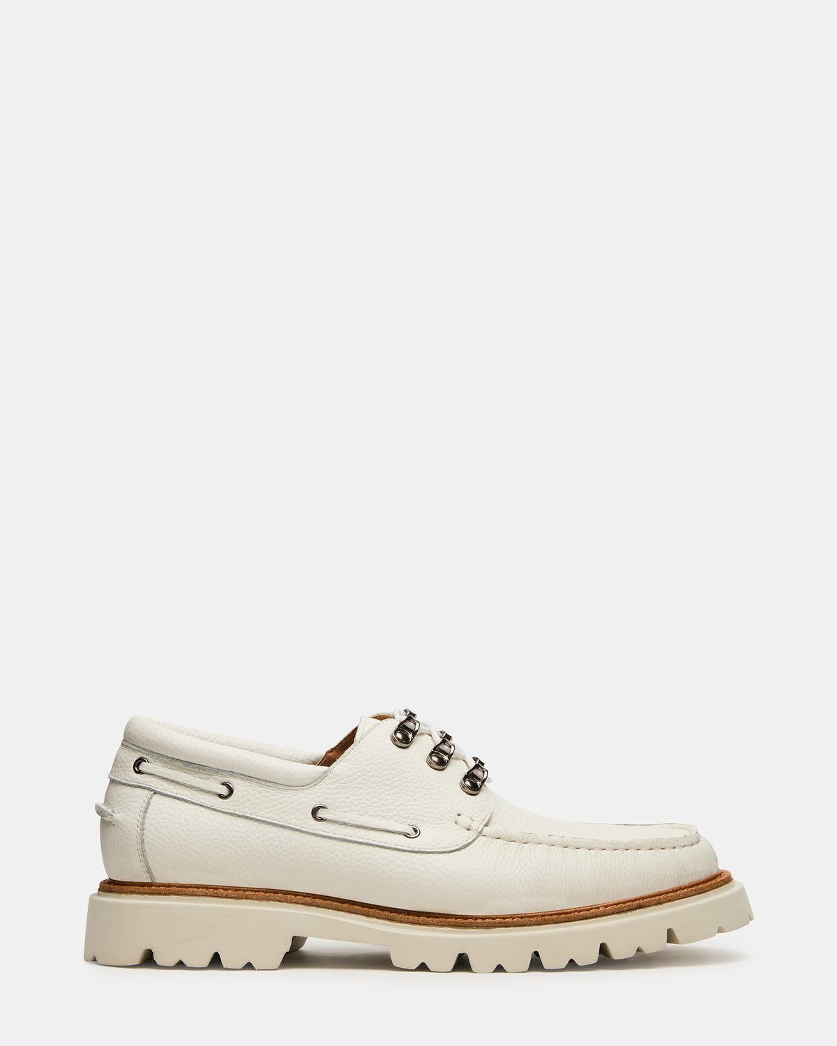 VICTOR White Leather Slip-On Men's Casual Boat Shoe | Steve Madden