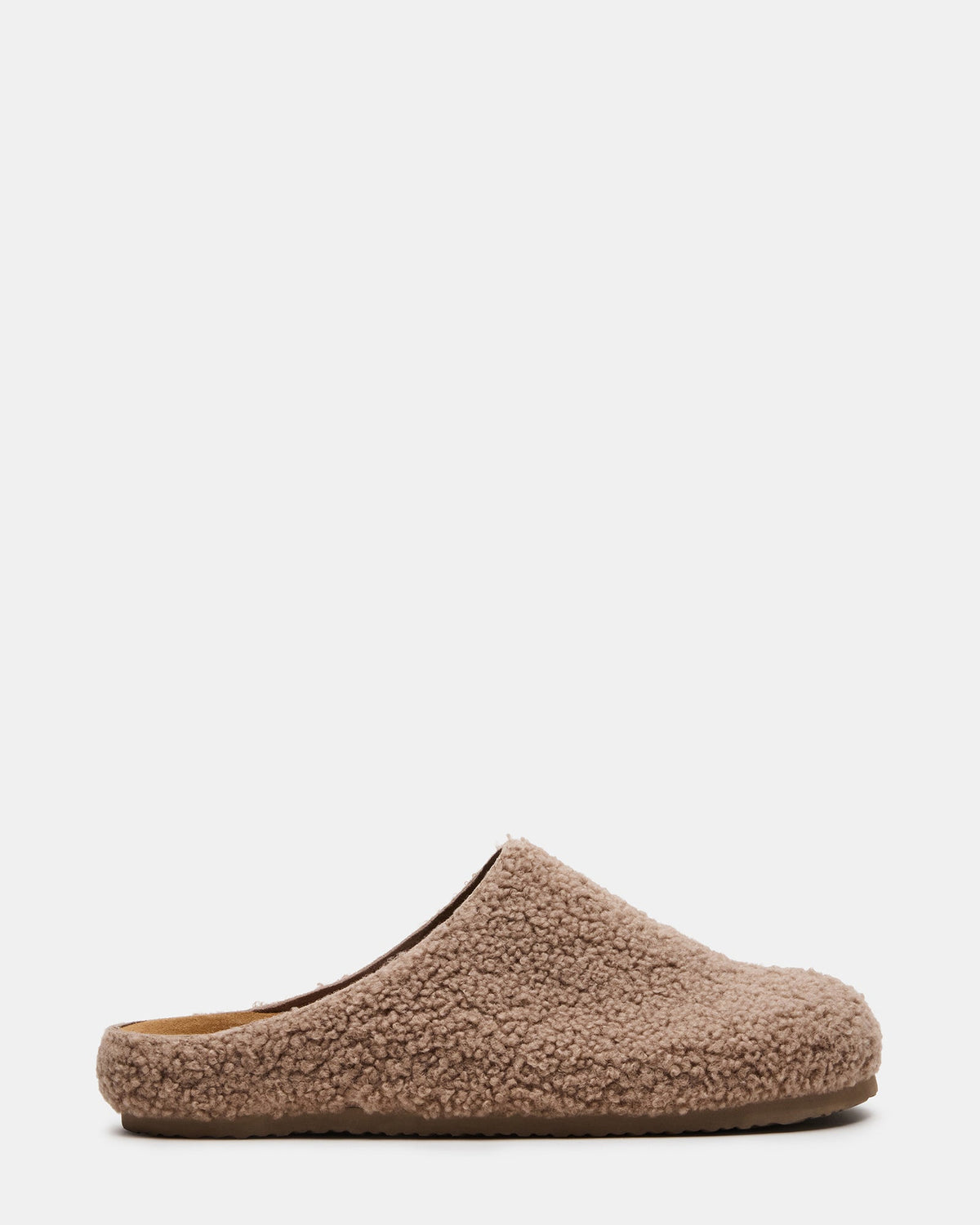 WENDELIN Taupe Faux Shearling Footbed Slip-On Men's Casual Clog | Steve Madden