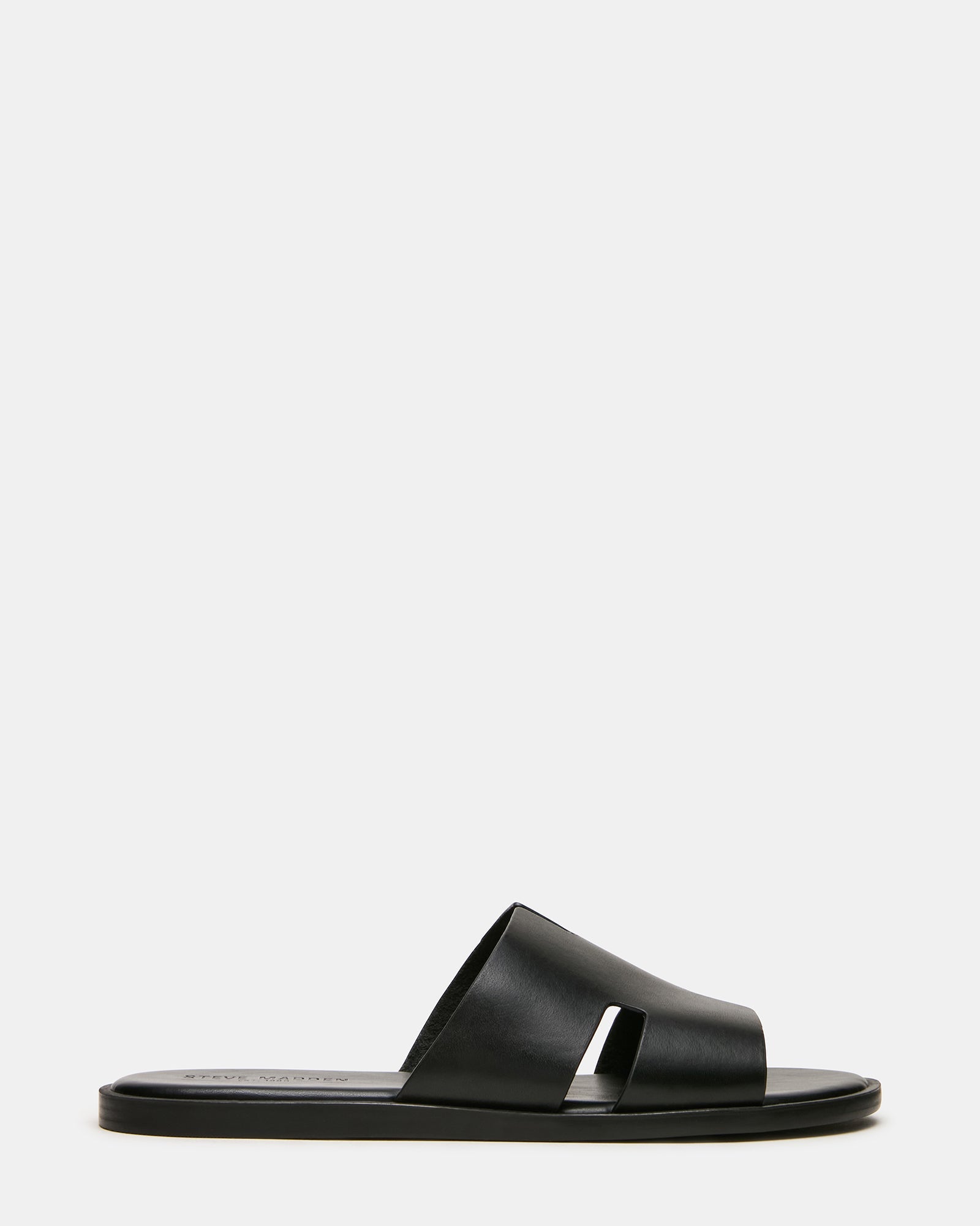 YUSSUF Black Leather Slide Men's Sandal | Steve Madden