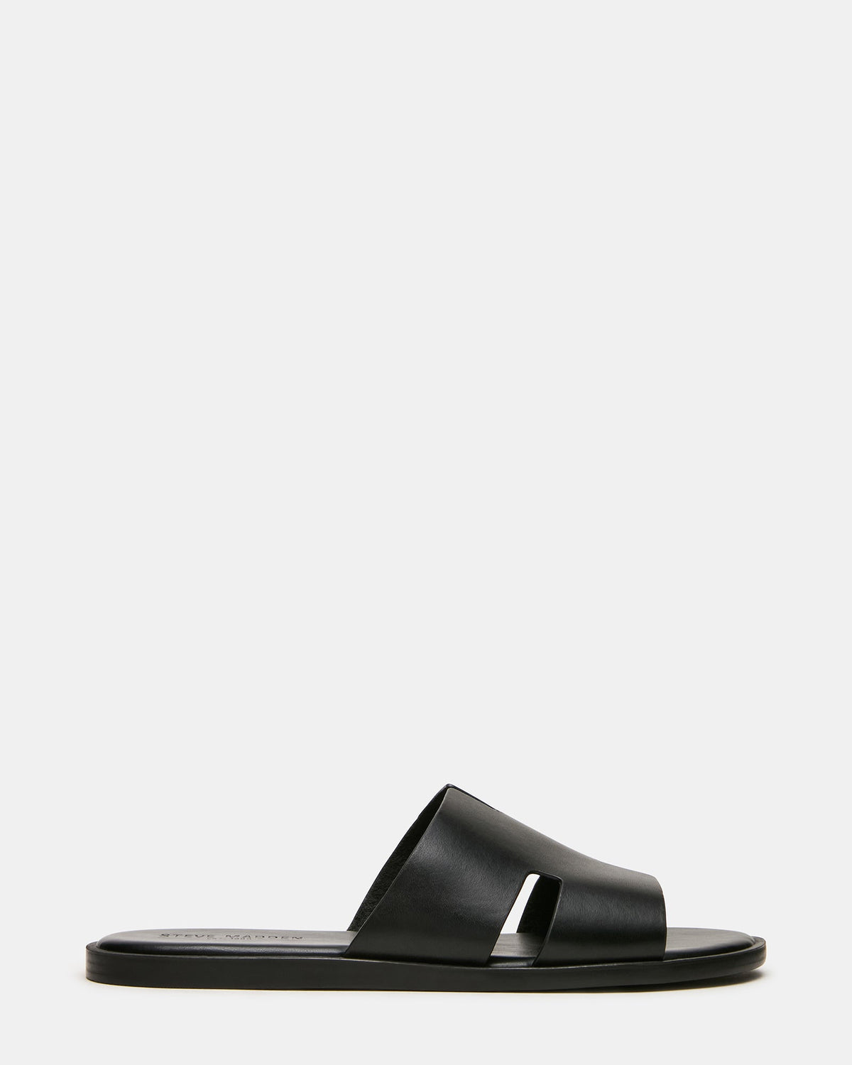 YUSSUF Black Leather Slide Men's Sandal | Steve Madden