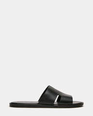 YUSSUF Black Leather Slide Men's Sandal | Steve Madden