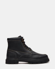 ZECHARIAH Black Lace-Up Lug Men's Ankle Boot | Steve Madden