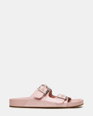 ABOTT Pink Satin Buckles Footbed Slide Women's Sandal | Steve Madden