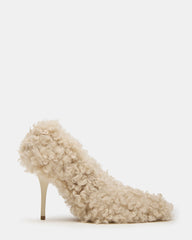 ACHILLES Off-White Pointed-Toe Faux Fur Stiletto Women's Heel | Steve Madden