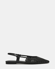 ALANDRIA Black Raffia Woven Pointed-Toe Women's Flat | Steve Madden