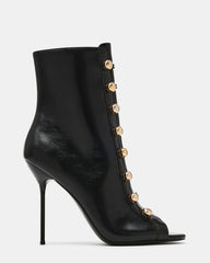 ALANI Black Gold Detail Stiletto Peep-Toe Women's Ankle Boot | Steve Madden