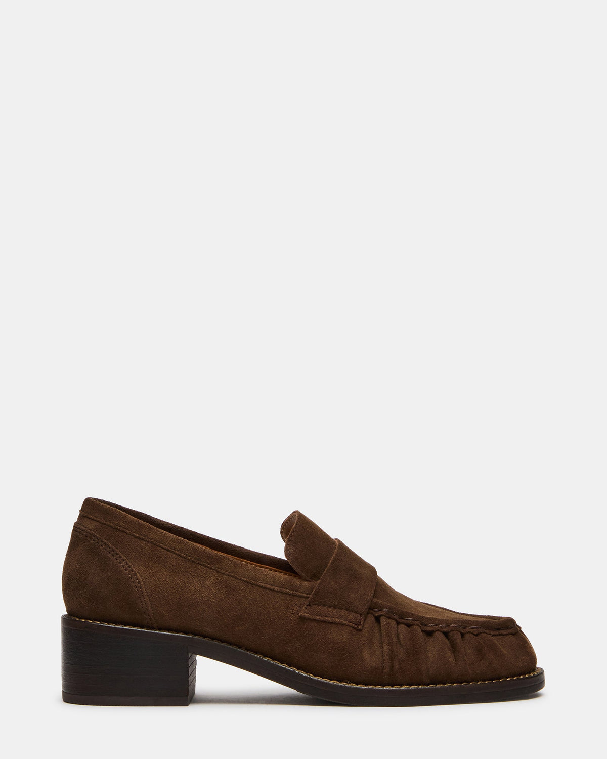 ALTMAN Taupe Suede Scrunched Block Heel Women's Loafer | Steve Madden