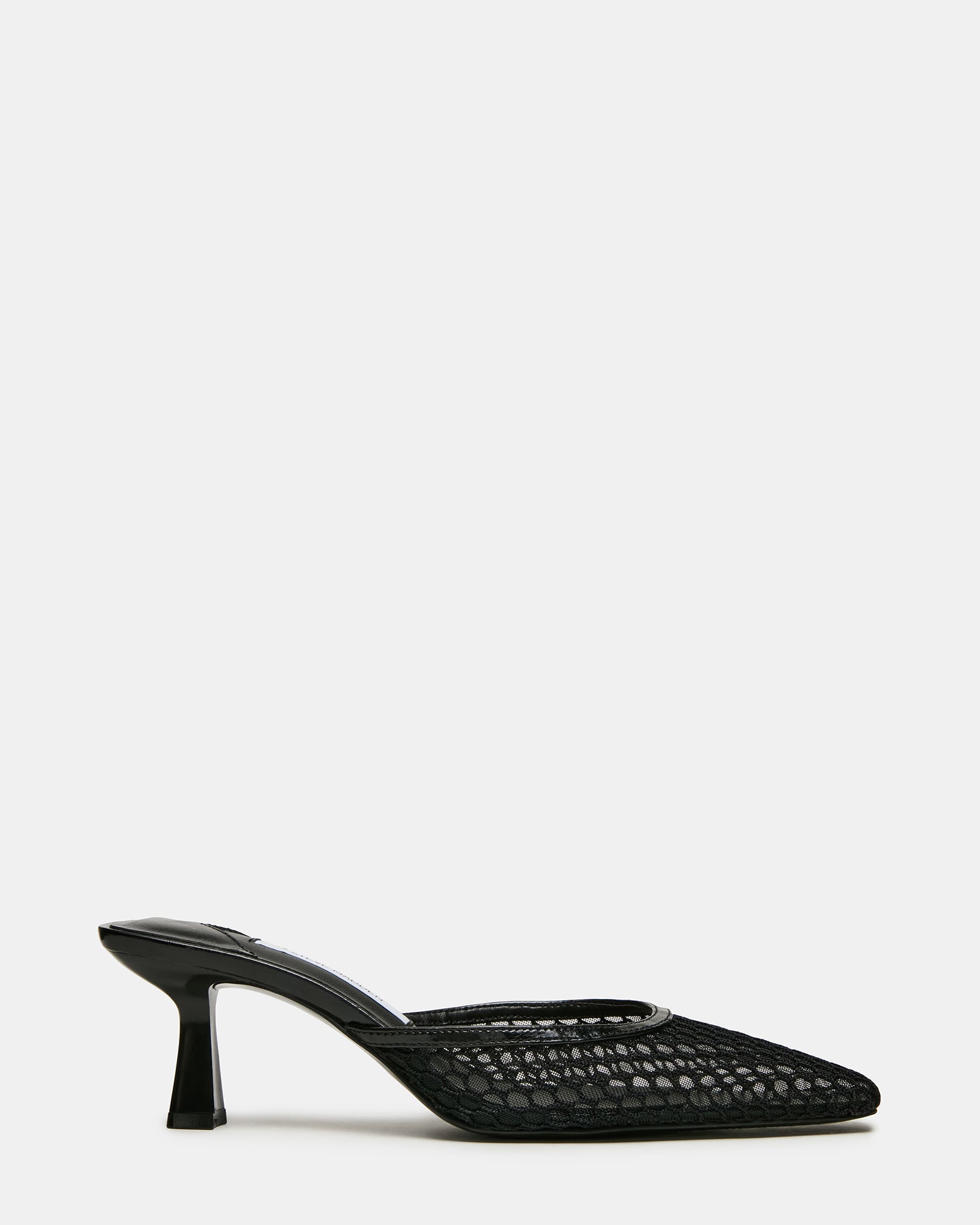 ALYSE Black Mesh Square-Toe Mule Women's Kitten Heel | Steve Madden