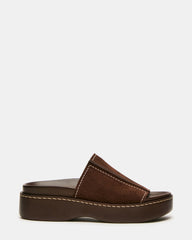 AMITY Brown Suede Mule Slide Footbed Platform Women's Sandal | Steve Madden