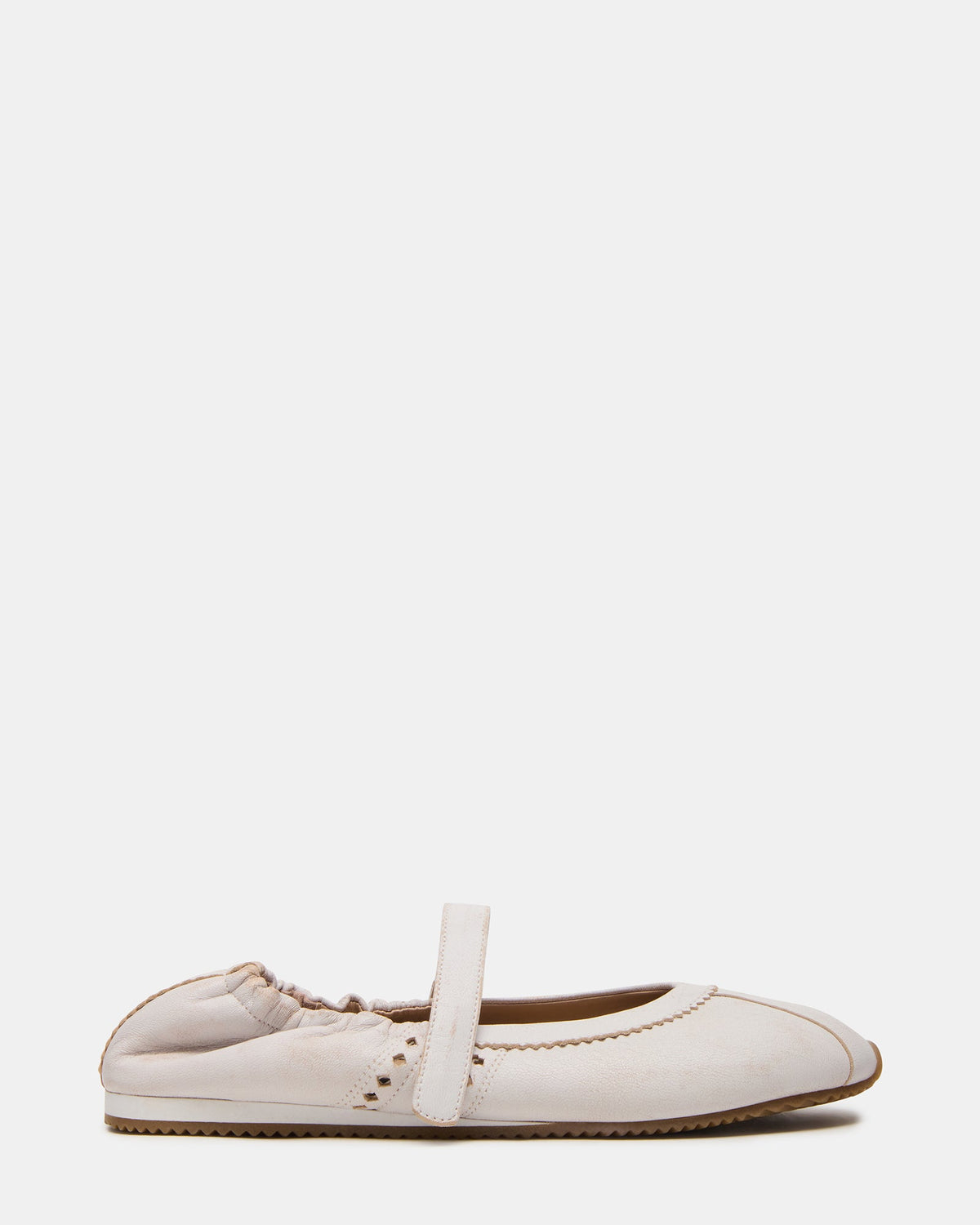 ANAYA White Distressed Mary Jane Ballet Women's Flat | Steve Madden
