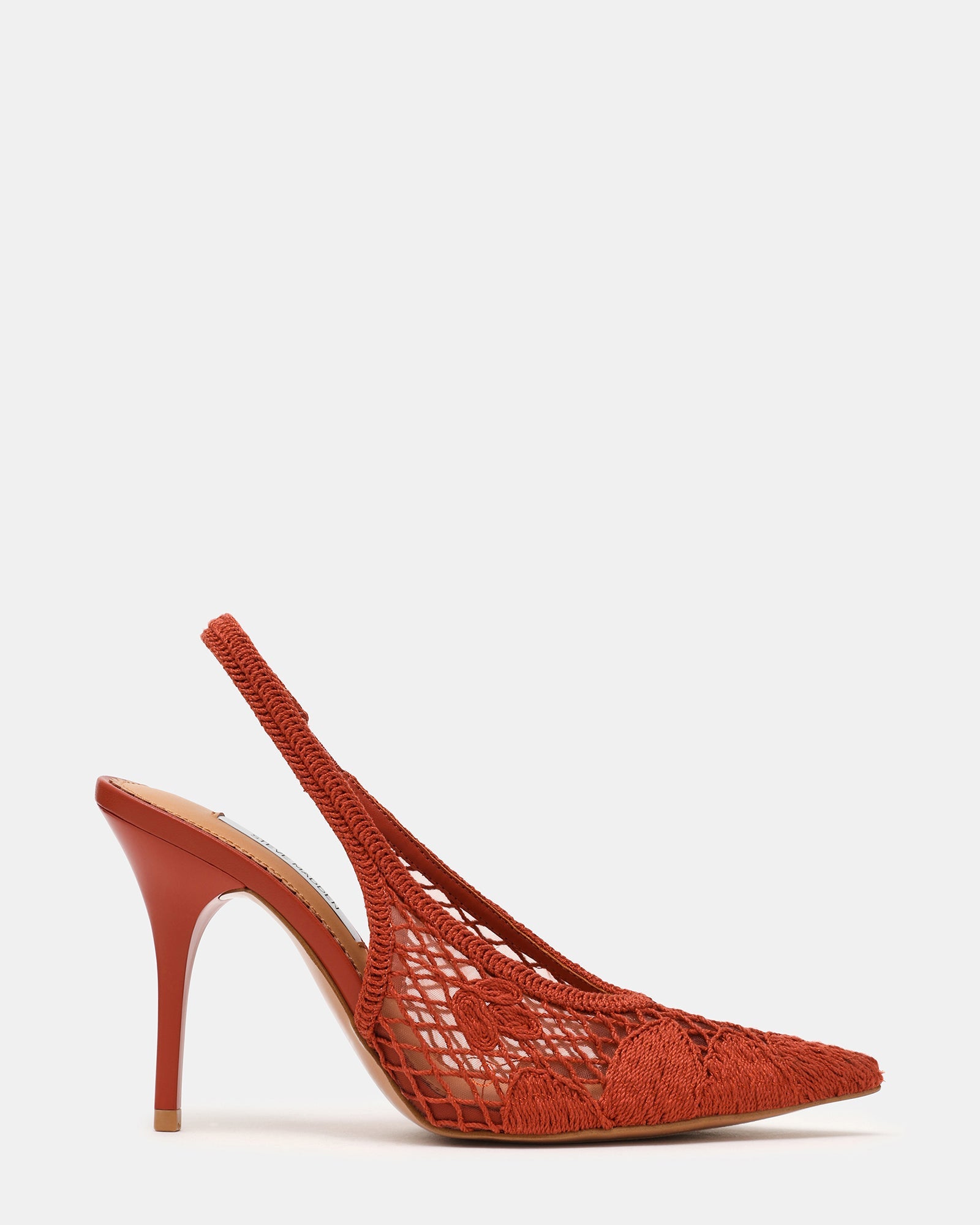 ANDROMEDA Crochet Terracotta Slingback Pointed-Toe Stiletto Pump Women's Heel | Steve Madden