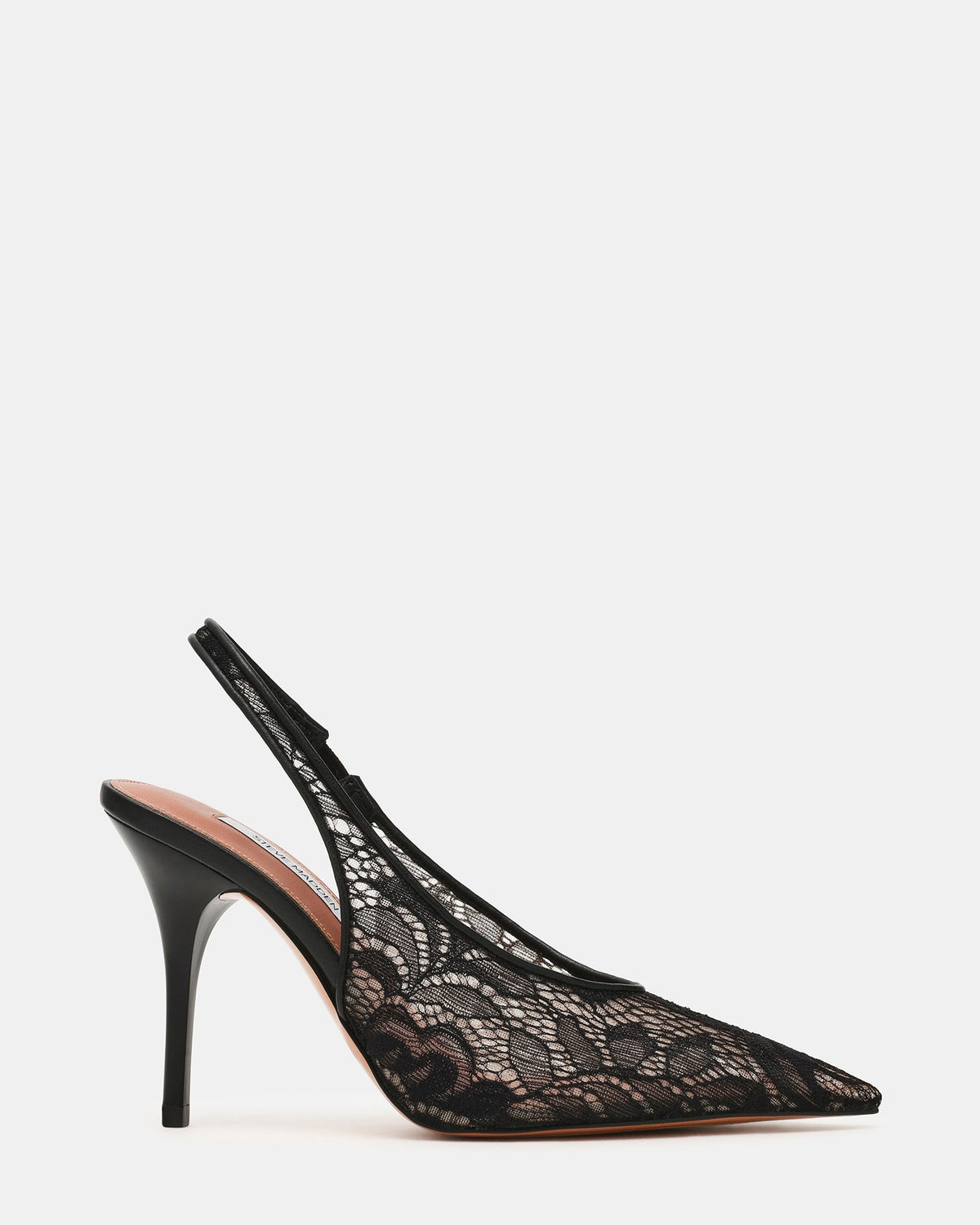 ANDROMEDA Black Lace Slingback Pointed-Toe Stiletto Pump Women's Heel | Steve Madden