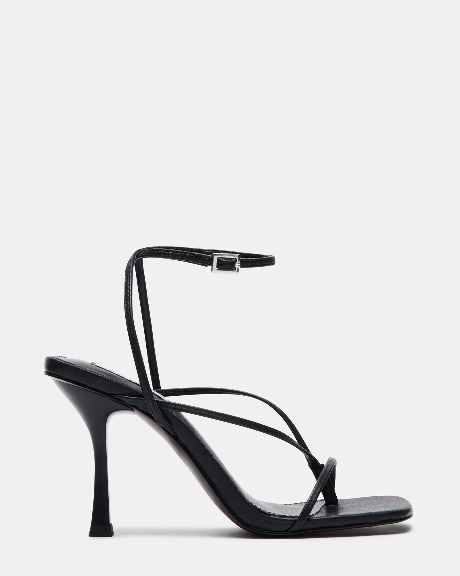 ANNIE Black Women's Strappy Square Toe Heel | Steve Madden