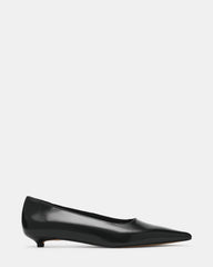ARDYN Black Leather Pointed-Toe Women's Kitten Heel | Steve Madden