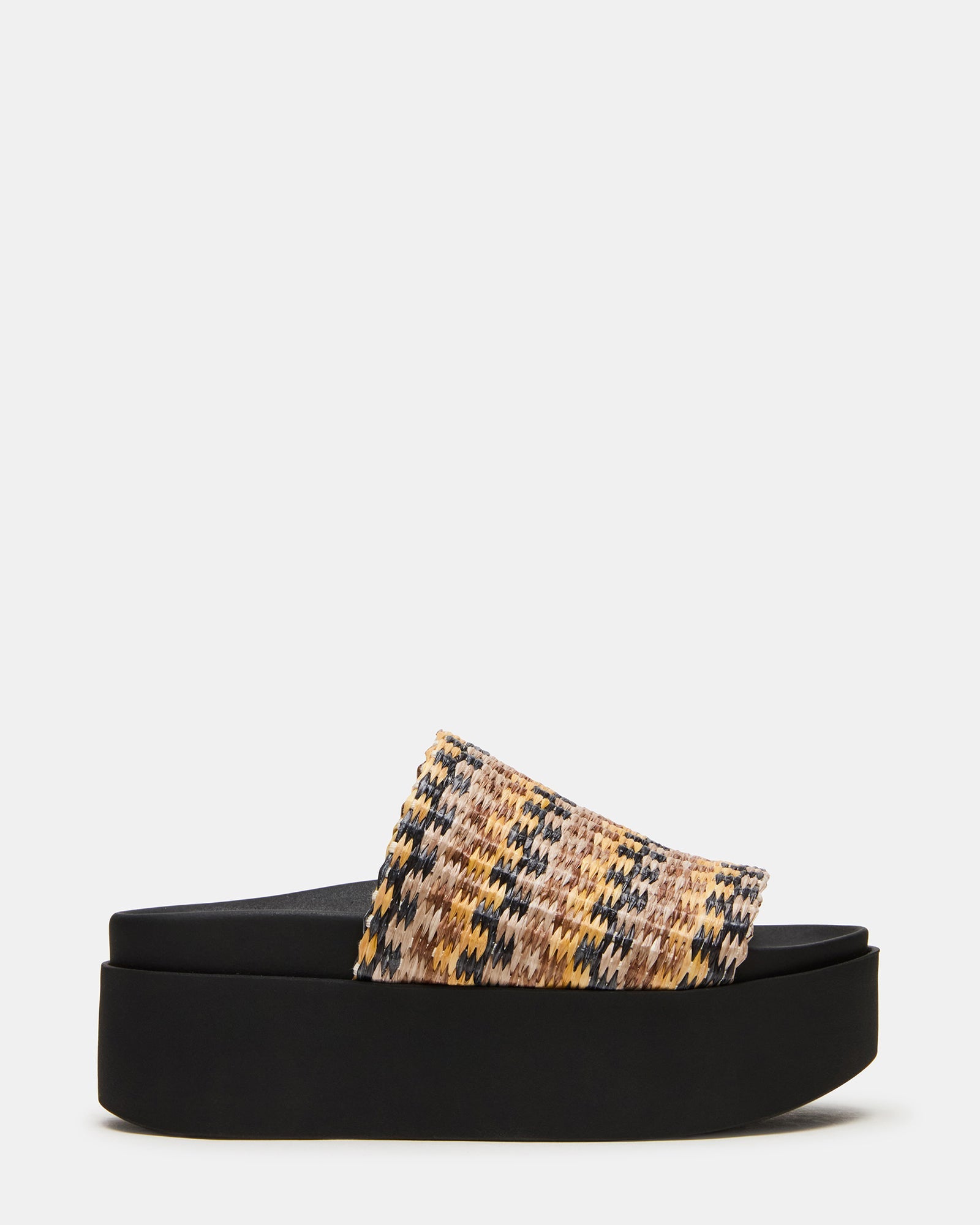 ARWEN Multi Raffia Platform Footbed Slide Chunky Women's Sandal | Steve Madden