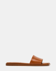 AVRA Tan Leather Wavy-Toe Slide Women's Sandal | Steve Madden