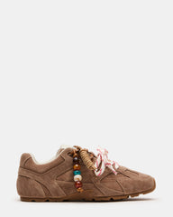 AZIEL Charm Taupe Suede Low-Top Lace-Up Women's Sneakers | Steve Madden