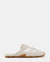AZIEL MULE White Suede Low-Top Lace-Up Slip-On Women's Sneaker | Steve Madden