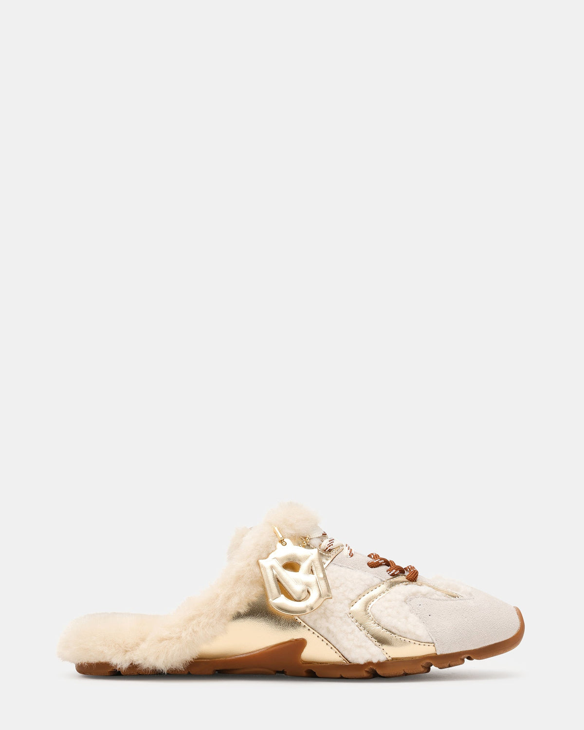 AZIEL MULE Faux Fur Shearling Low-Top Lace-Up Slip-On Women's Sneaker | Steve Madden