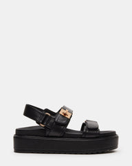BIGMONA Black Leather Women's Platform Sandal | Steve Madden