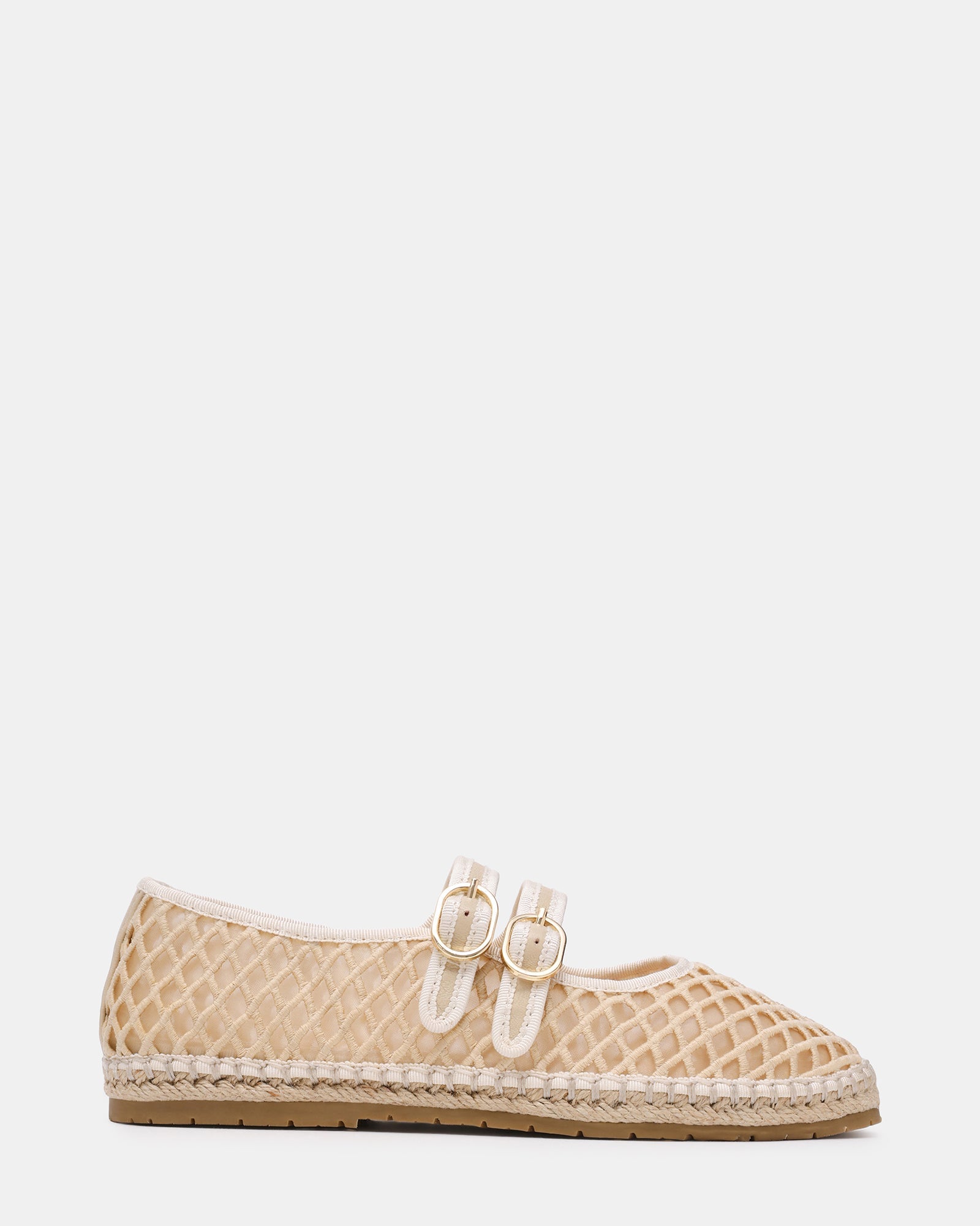 BING Gold/Natural Mary Jane Ballet Buckles Mesh Women's Ballet Flat | Steve Madden