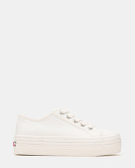 BOBBI White Low-Top Lace-Up Platform Women's Sneaker | Steve Madden