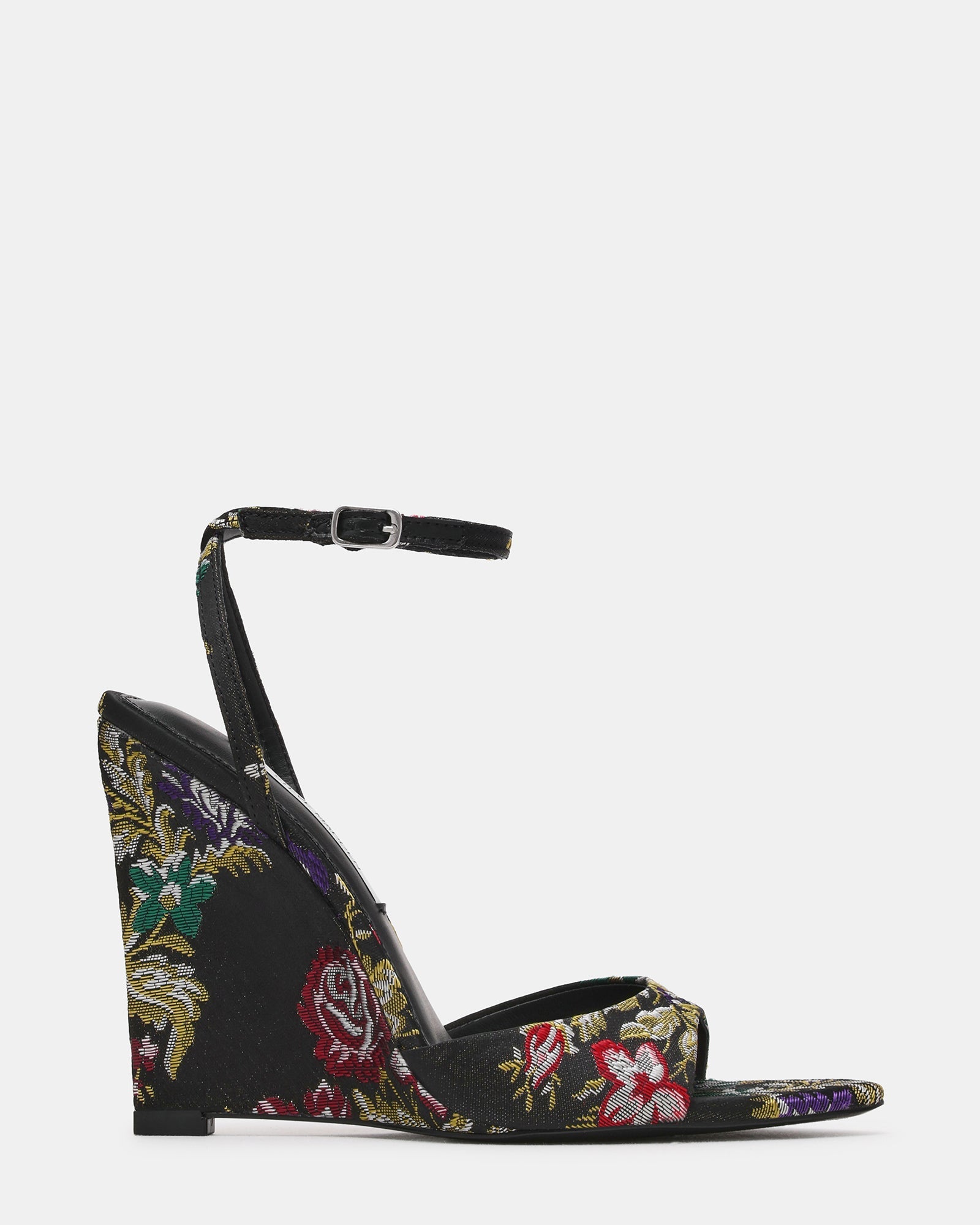 BOSSA Black Multi Brocade Pointed-Toe Wedge Women's Heel | Steve Madden