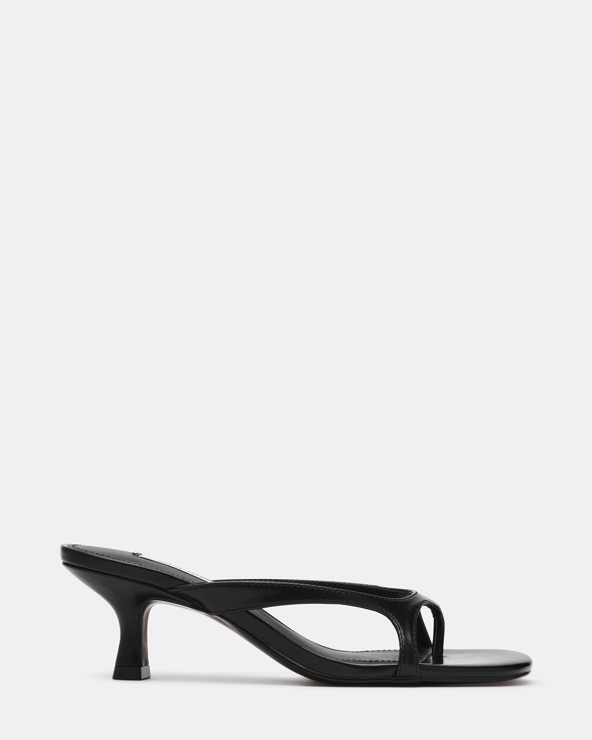 BRIENNA Black Leather Thong Women's Kitten Heel | Steve Madden